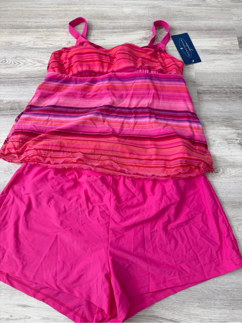 Ocean Dreams Hot Pink Striped Tankini and Shorts